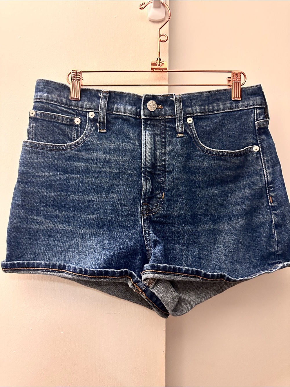 Madewell perfect denim jean Dark Blue Shorts vacation paradise 28